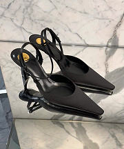 YSL Aimee Slingback Pumps In Satin Crepe Black 7.5cm - 1