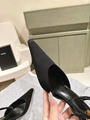 YSL Aimee Slingback Pumps In Satin Crepe Black 7.5cm - 6