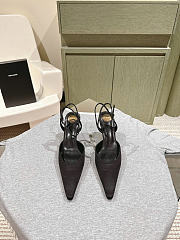 YSL Aimee Slingback Pumps In Satin Crepe Black 7.5cm - 3