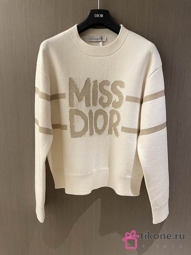 DiorAlps Sweater Ecru Blended Virgin Wool and Cashmere Knit  - 1