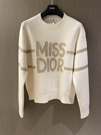 DiorAlps Sweater Ecru Blended Virgin Wool and Cashmere Knit 