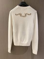 Dior Embroidered Sweater Ecru Cashmere Knit  - 2