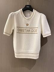 Dior Short Sleeved Sweater Gold Tone Blended Virgin Wool and Cashmere Knit - 1