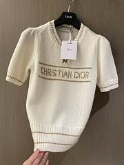 Dior Short Sleeved Sweater Gold Tone Blended Virgin Wool and Cashmere Knit - 4