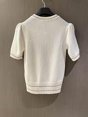 Dior Short Sleeved Sweater Gold Tone Blended Virgin Wool and Cashmere Knit - 2