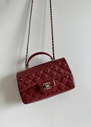 Chanel Mini Flap Top Handle Red Patent Leather Light Gold Hardware - 12x20x6.5cm - 4