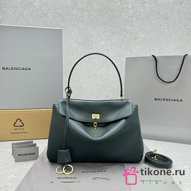 Balenciaga Women's Rodeo Medium Handbag in Pine Green - 35x23x11cm - 1