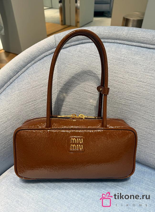 Miumiu Beau Naplak Patent Leather Bag Brown - 27x12x8cm - 1