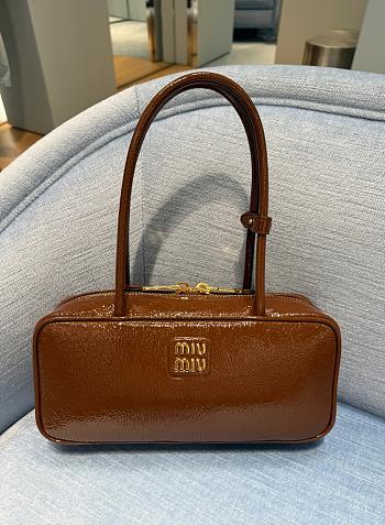 Miumiu Beau Naplak Patent Leather Bag Brown - 27x12x8cm