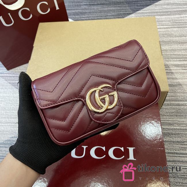 Gucci GG Marmont Super Mini Bag Burgundy - 16.5x10x4.5cm - 1