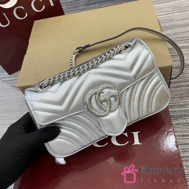 Gucci GG Marmont Mini Shoulder Bag Silver - 22x13x6cm - 1