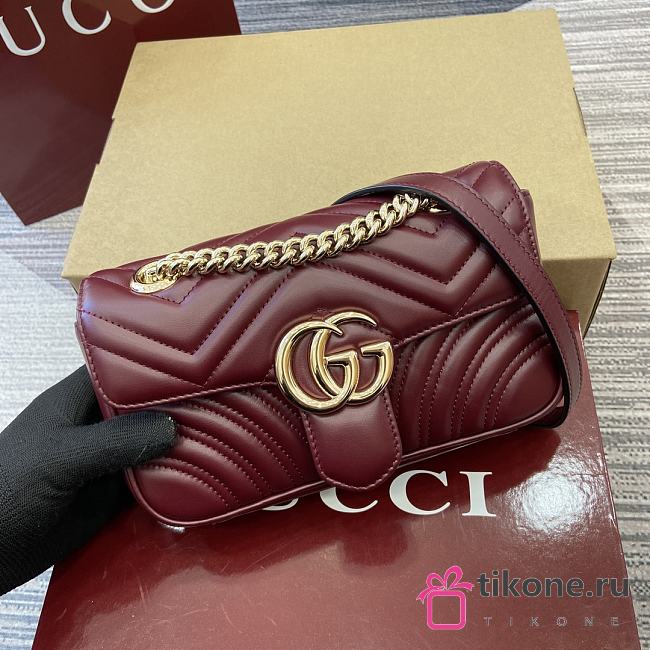 Gucci GG Marmont Mini Shoulder Bag Burgundy - 22x13x6cm - 1