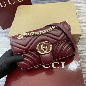 Gucci GG Marmont Mini Shoulder Bag Burgundy - 22x13x6cm