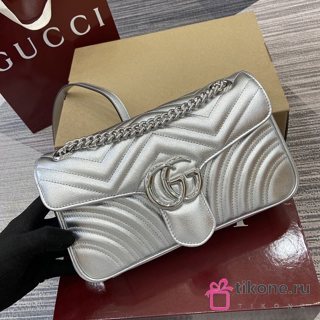 Gucci GG Marmont Small Shoulder Bag Silver - 26x15x7cm - 1