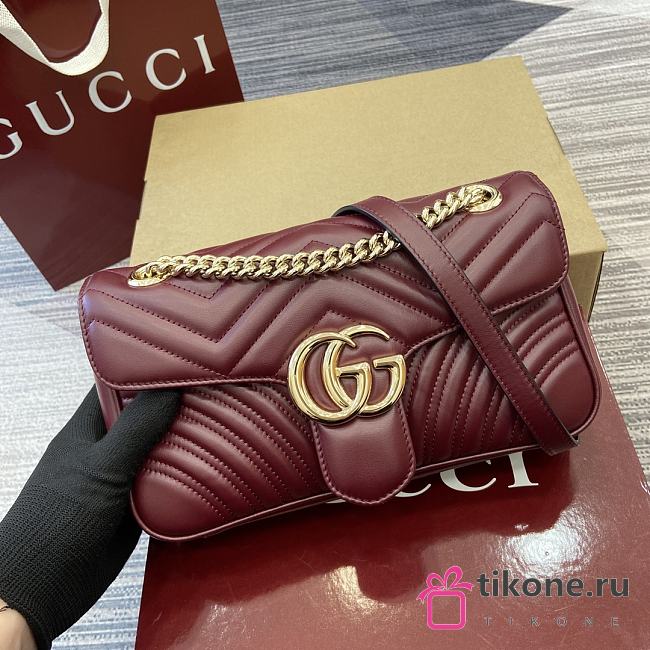 Gucci GG Marmont Small Shoulder Bag Burgundy - 26x15x7cm - 1