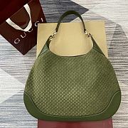 Gucci B Medium Shoulder Bag Dark Green Micro GG Suede - 49x46x4cm - 1