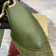 Gucci B Medium Shoulder Bag Dark Green Micro GG Suede - 49x46x4cm - 6