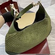 Gucci B Medium Shoulder Bag Dark Green Micro GG Suede - 49x46x4cm - 5