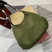 Gucci B Medium Shoulder Bag Dark Green Micro GG Suede - 49x46x4cm - 3