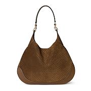 Gucci B Medium Shoulder Bag Brown Micro GG Suede - 49x46x4cm - 1