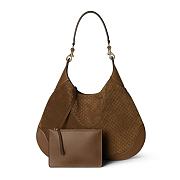 Gucci B Medium Shoulder Bag Brown Micro GG Suede - 49x46x4cm - 3