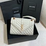 YSL Envelope Medium In Quilted Grain De Poudre Embossed Leather White - 24x17.5x6cm - 6