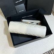 YSL Envelope Medium In Quilted Grain De Poudre Embossed Leather White - 24x17.5x6cm - 2