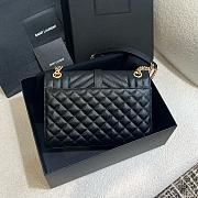 YSL Envelope Medium In Quilted Grain De Poudre Embossed Leather Black - 24x17.5x6cm - 5