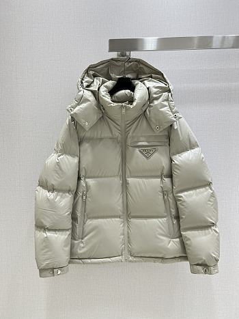 Prada Padded Jacket With Logo Beige