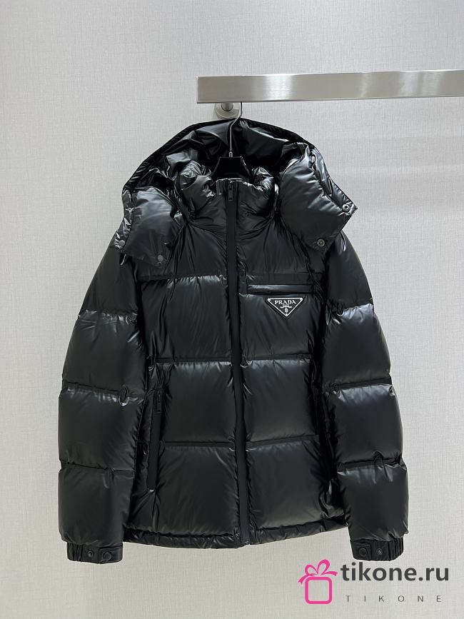 Prada Padded Jacket With Logo Black - 1