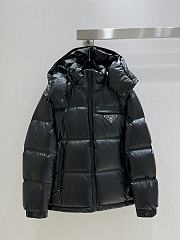 Prada Padded Jacket With Logo Black - 1