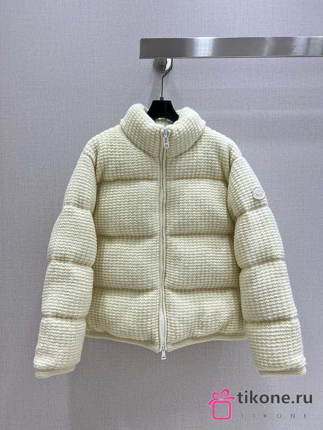 Moncler Padded Wool Alpaca Zip Up Cardigan White - 1