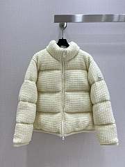 Moncler Padded Wool Alpaca Zip Up Cardigan White - 1