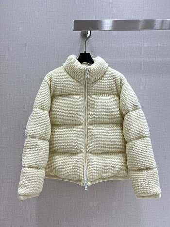 Moncler Padded Wool Alpaca Zip Up Cardigan White