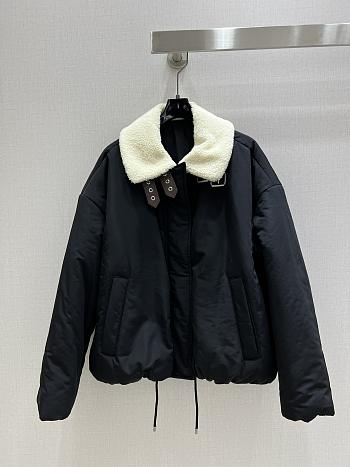 Loewe Puffer Shearling Padded Jacket Logo Black