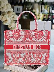 Medium Dioriviera Dior Book Tote Coral Toile de Jouy Soleil Embroidery - 36x27.5x16.5cm - 1