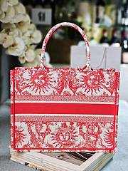 Medium Dioriviera Dior Book Tote Coral Toile de Jouy Soleil Embroidery - 36x27.5x16.5cm - 3