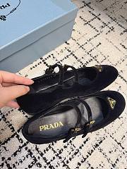 Prada Velvet Ballerinas Black  - 4