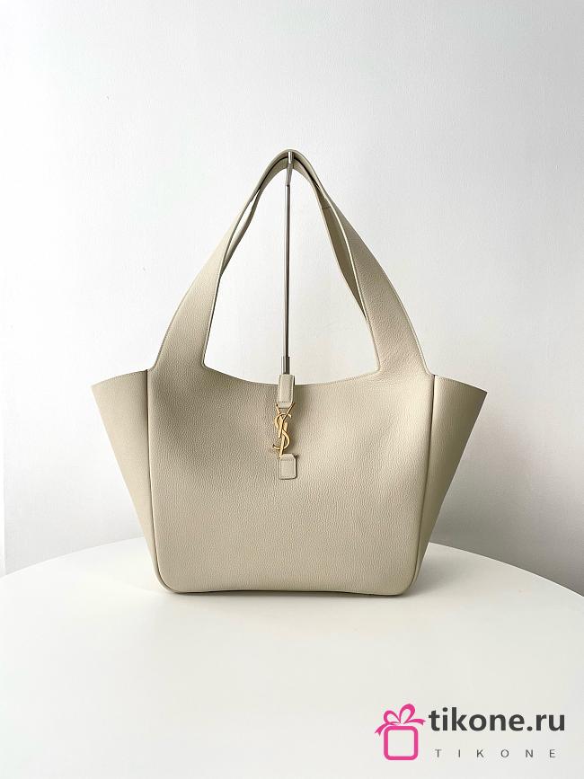 YSL Le 5 A 7 Bea In Grained Leather White - 50x28x18cm - 1