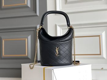 YSL Gaby Bucket Bag In Lamskin Black - 19x17x15cm