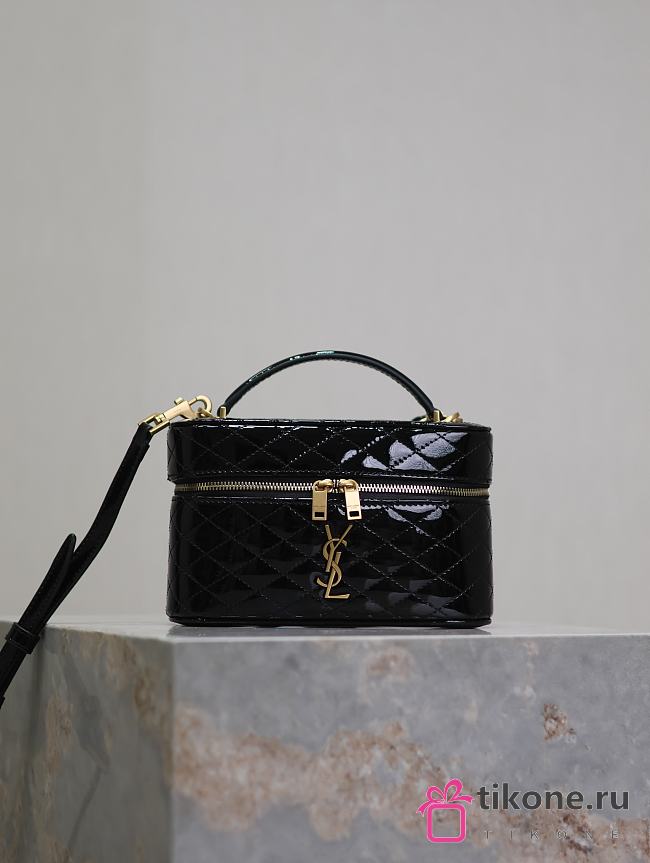 YSL Gaby Vanity Bag In Patent Leather Black - 18x11x6.5cm - 1