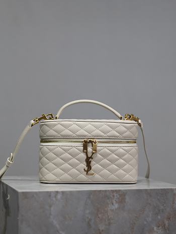 YSL Gaby Vanity Bag In Lamskin Leather White - 18x11x6.5cm