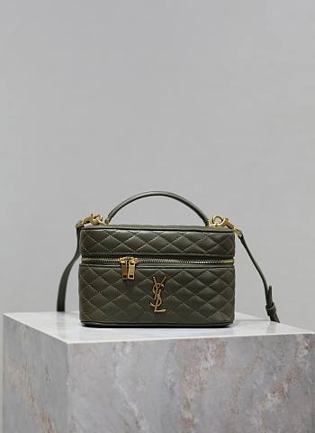 YSL Gaby Vanity Bag In Lamskin Leather Green - 18x11x6.5cm