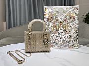 Mini Lady Dior Bag Bead Embroidery In Beige - 17x15x7cm - 1