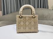 Mini Lady Dior Bag Bead Embroidery In Beige - 17x15x7cm - 5