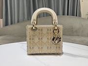 Mini Lady Dior Bag Bead Embroidery In Beige - 17x15x7cm - 4