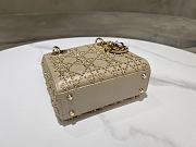 Mini Lady Dior Bag Bead Embroidery In Beige - 17x15x7cm - 3