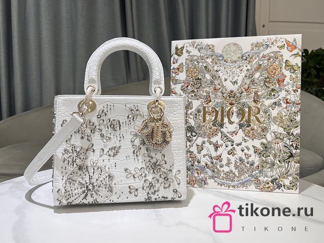 Dior Meidum Lady Bag White 15628 - 24x20x11cm - 1