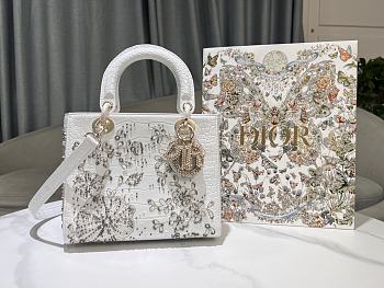 Dior Meidum Lady Bag White 15628 - 24x20x11cm