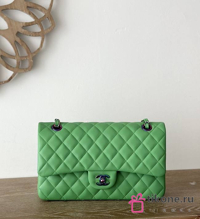 Chanel Classic Lamskin Two Sided Green - 15.5×25.5×6.5cm - 1